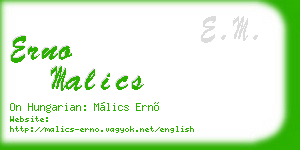 erno malics business card