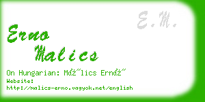 erno malics business card